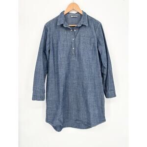 Easel Blue Denim Collared Lightweight Shirt Dress Size L